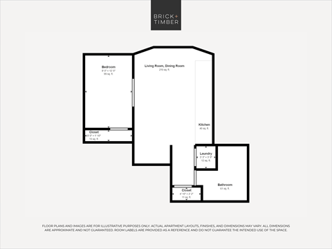 Floor plan for 1 bed, 1 bath, 474 sqft